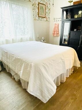 Tommy Hilfiger Bedspread White Cotton Woven Textured Made in Italy 84x86